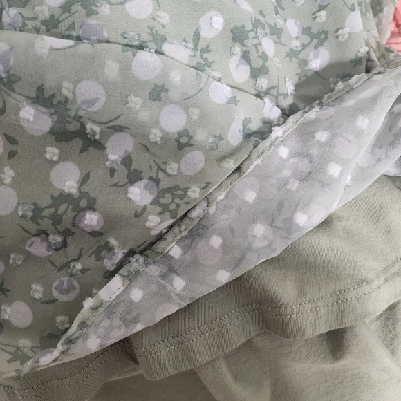 LC Lauren Conrad Green Floral Ruffle Sleeveless Blouse, size XL - Picture 5 of 7